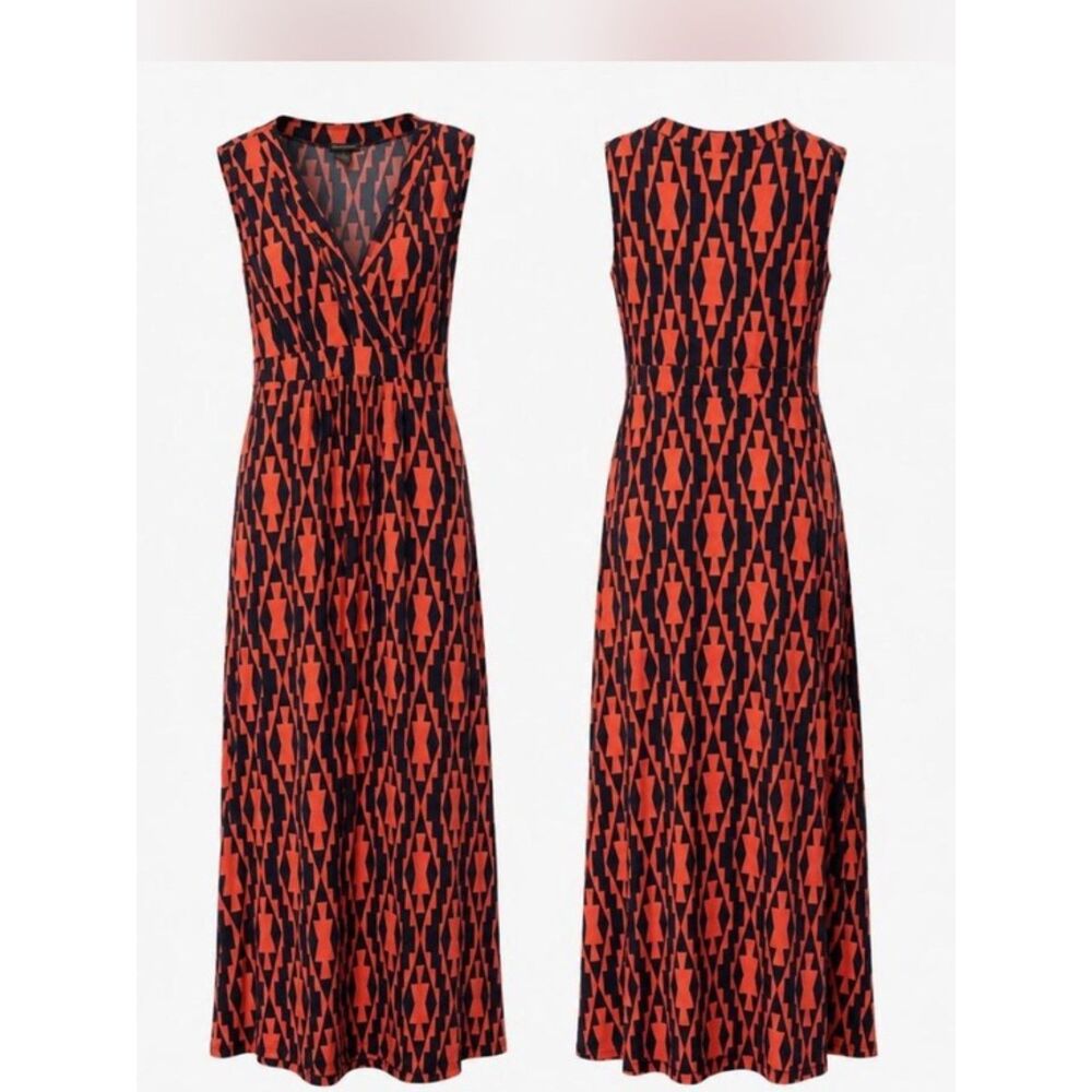 Susan Lawrence Navy Coral Chevron Maxi Dress Size S